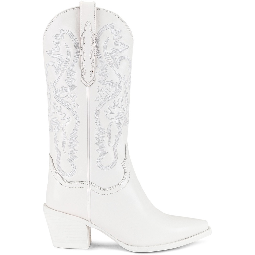 Jeffrey Campbell White Heeled Boots with Western Flair